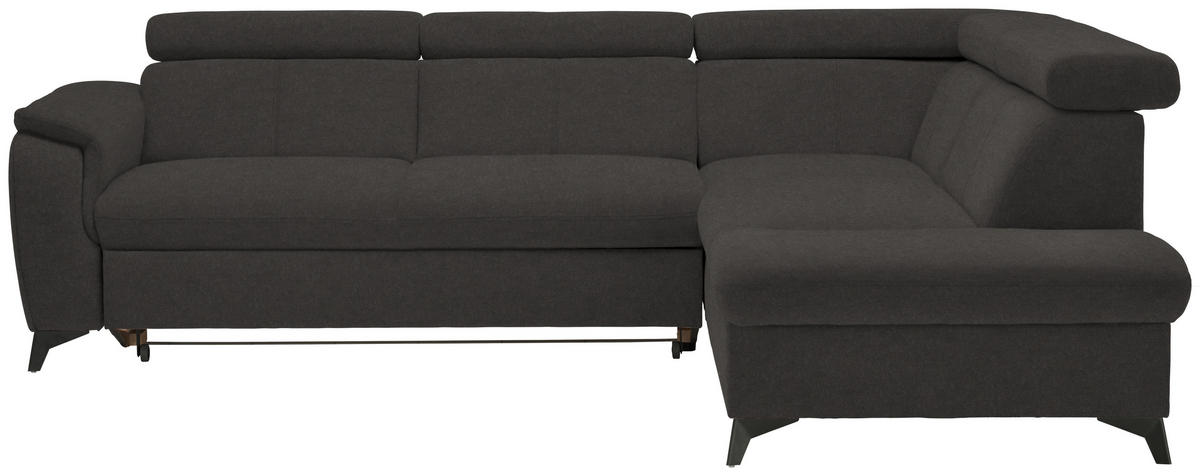 ECKSOFA in Mikrofaser Dunkelgrau  - Dunkelgrau/Schwarz, Design, Textil/Metall (260/203cm) - Stylife