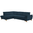 ECKSOFA in Chenille Blau  - Blau/Eichefarben, MODERN, Holz/Textil (212/287cm) - Valnatura