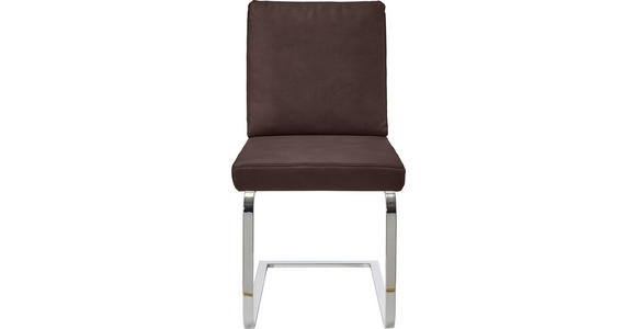 SCHWINGSTUHL in Stahl Mikrofaser - Chromfarben/Dunkelbraun, Design, Textil/Metall (46/92/60cm) - Dieter Knoll