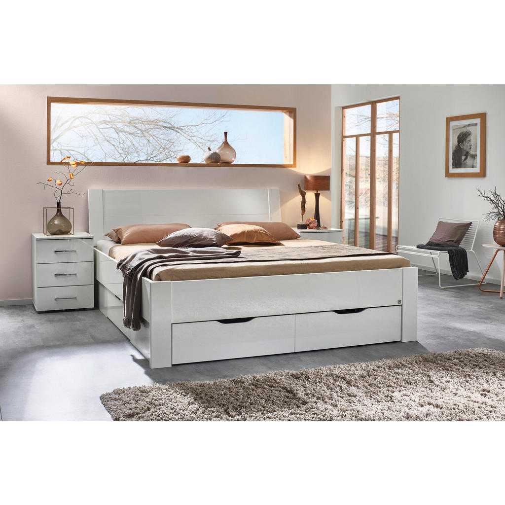 Thumbnail - Xora Stauraumbett Aditio Beds, Weiß Hochglanz, Holzwerkstoff, 4 Schubladen, 160x200 cm, Blauer Engel, Goldenes M, Made i...
