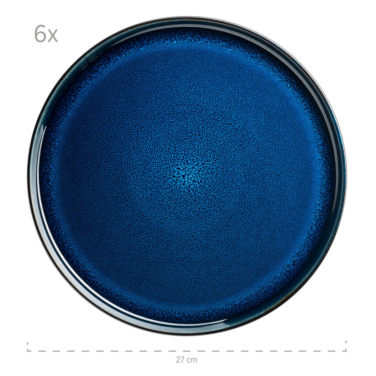 TAFELSERVICE Niara 12-teilig  - Blau/Schwarz, Basics, Keramik - Mäser