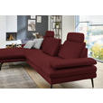 ECKSOFA in Echtleder Rot  180/310 cm  - Rot/Schwarz, Design, Leder/Metall (180/310cm) - Dieter Knoll