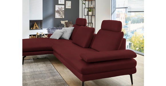 ECKSOFA in Echtleder Rot 180/310 cm - Rot/Schwarz, Design, Leder/Metall (180/310cm) - Dieter Knoll