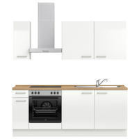 KÜCHENLEERBLOCK 210 cm   in Eichefarben, Weiß Hochglanz  - Edelstahlfarben/Eichefarben, MODERN, Holzwerkstoff/Metall (210cm) - Nobilia