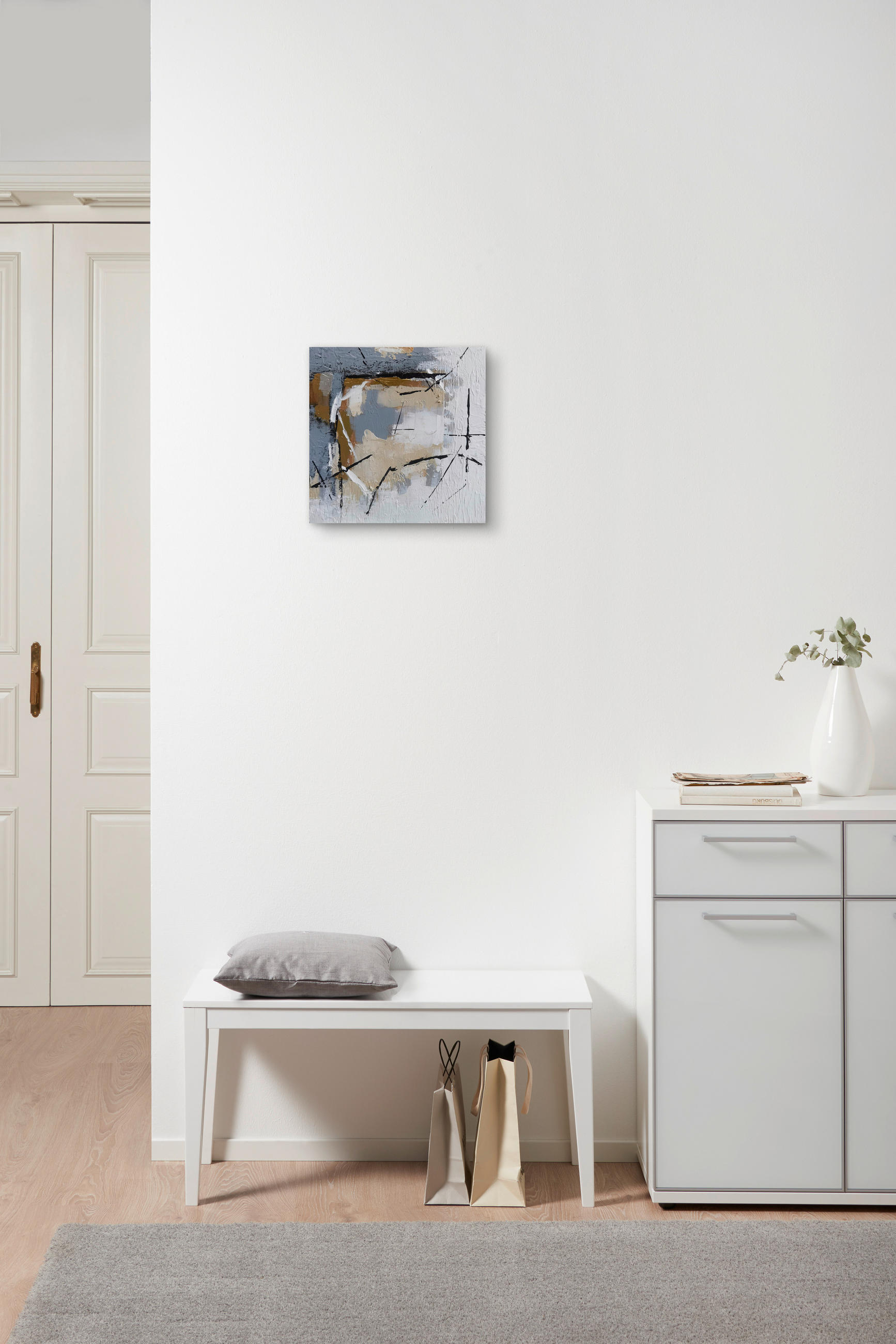 ULJENA SLIKA  30/30 cm       - bijela/siva, Design, drvo/tekstil (30/30cm) - Monee
