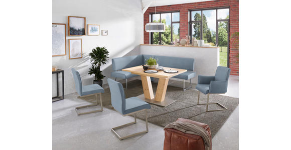ECKBANK 160/185 cm  in Blau, Edelstahlfarben  - Blau/Edelstahlfarben, Design, Textil/Metall (160/185cm) - Dieter Knoll