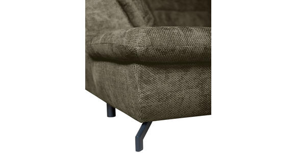 WOHNLANDSCHAFT Olivgrün Struktur - Schwarz/Olivgrün, KONVENTIONELL, Textil/Metall (253/357/188cm) - Carryhome