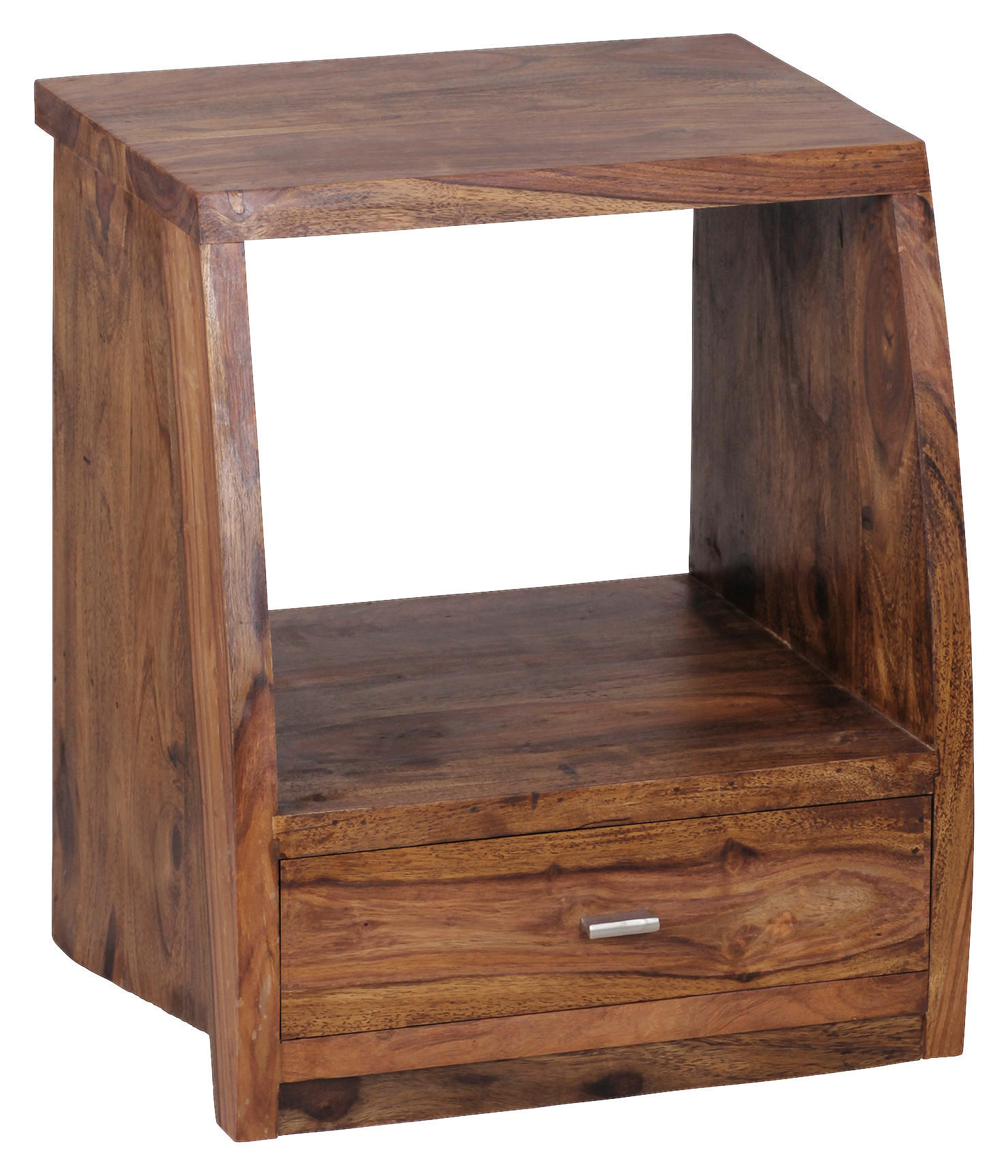 NACHTSCHRANK 45/53/40 cm Sheesham massiv  - Chromfarben/Sheeshamfarben, KONVENTIONELL, Holz/Metall (45/53/40cm) - MID.YOU