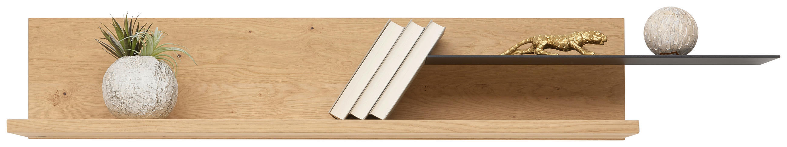 WANDBOARD in 147/24/22 cm Anthrazit, Eichefarben  - Eichefarben/Anthrazit, Natur, Holz/Metall (147/24/22cm) - Venjakob