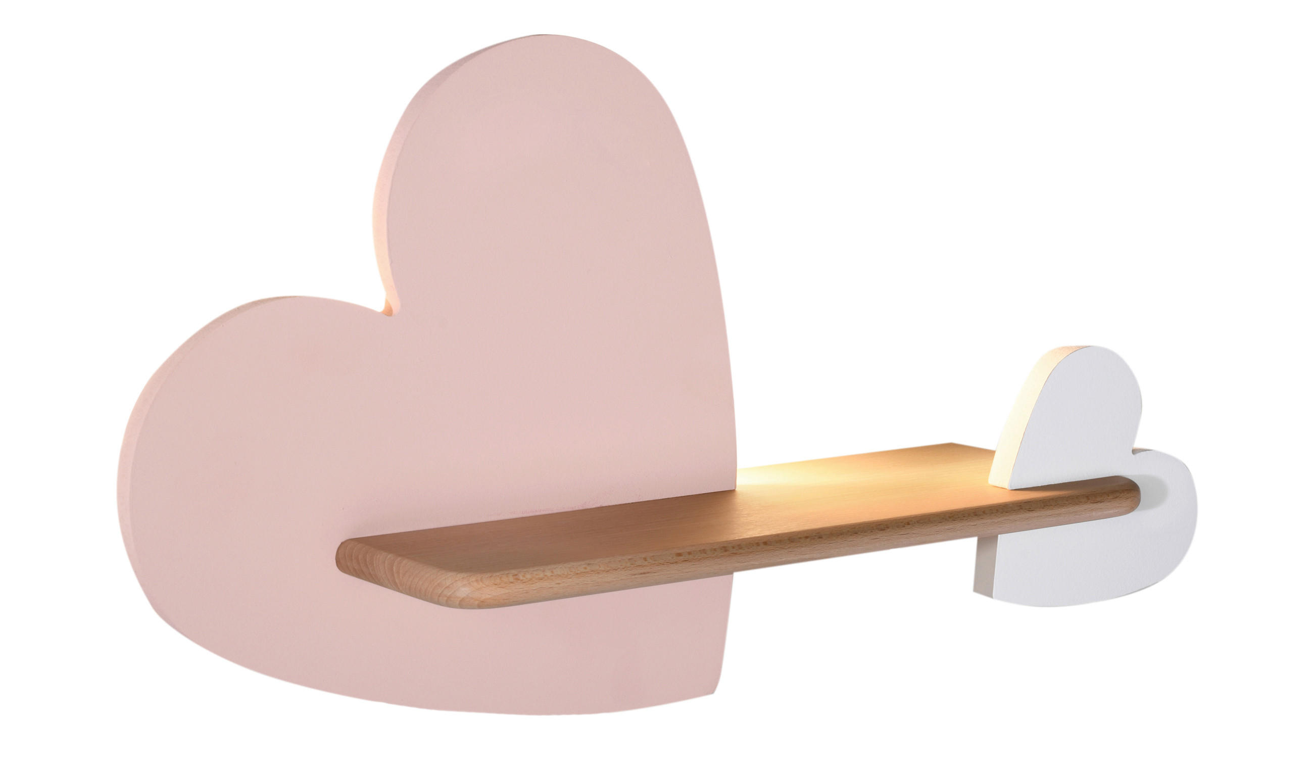 VÄGGLAMPA FÖR BARN Heart 43/12/26 cm   - vit/pink, Basics, metall/trämaterial (43/12/26cm)