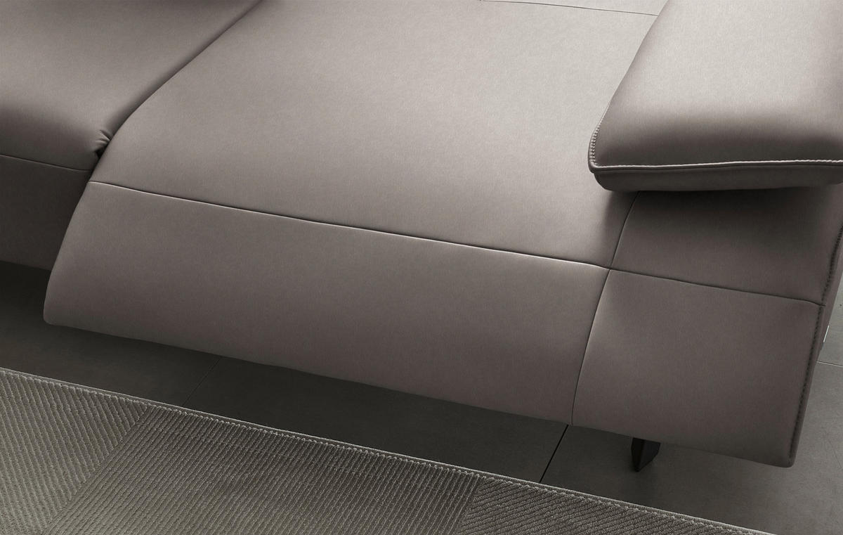 ECKSOFA  in Echtleder Graubraun  230/290 cm  - Anthrazit/Graubraun, Design, Leder/Metall (230/290cm) - Johann Jakob