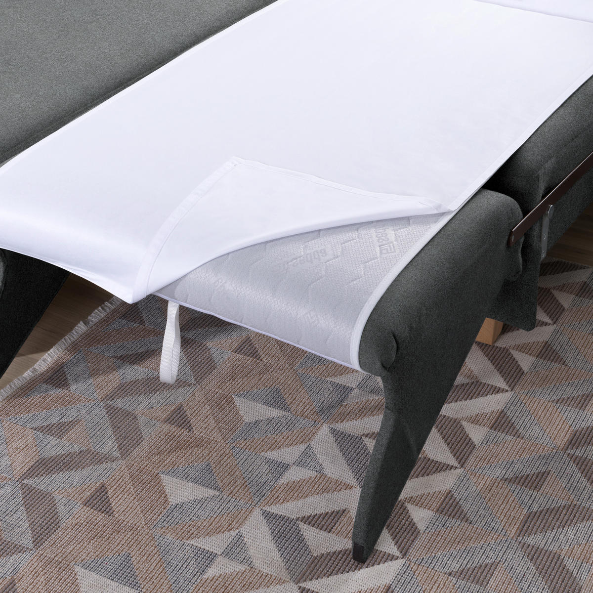 ECKSOFA in Flachgewebe Anthrazit  203/261 cm  - Eichefarben/Anthrazit, KONVENTIONELL, Holz/Textil (203/261cm) - Sedda