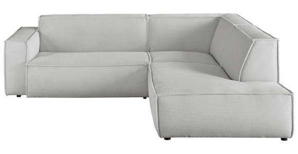 ECKSOFA in Cord Grau  - Schwarz/Grau, KONVENTIONELL, Kunststoff/Textil (254/224cm) - Hom`in