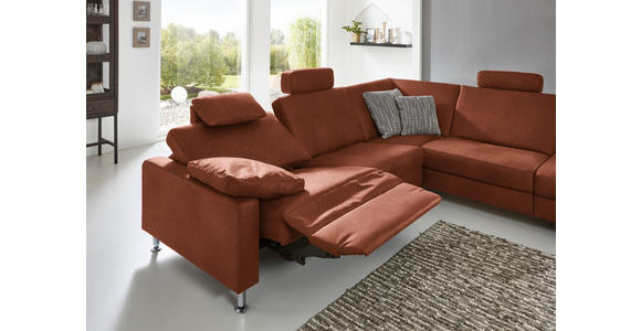 ECKSOFA in Mikrofaser Rotbraun  - Rotbraun/Alufarben, Design, Textil/Metall (275/242cm) - Dieter Knoll