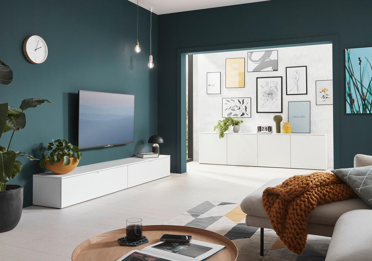 TV-ELEMENT Holzwerkstoff Weiß  - Schwarz/Weiß, Design, Holzwerkstoff/Kunststoff (120/31/40cm) - Ti'me