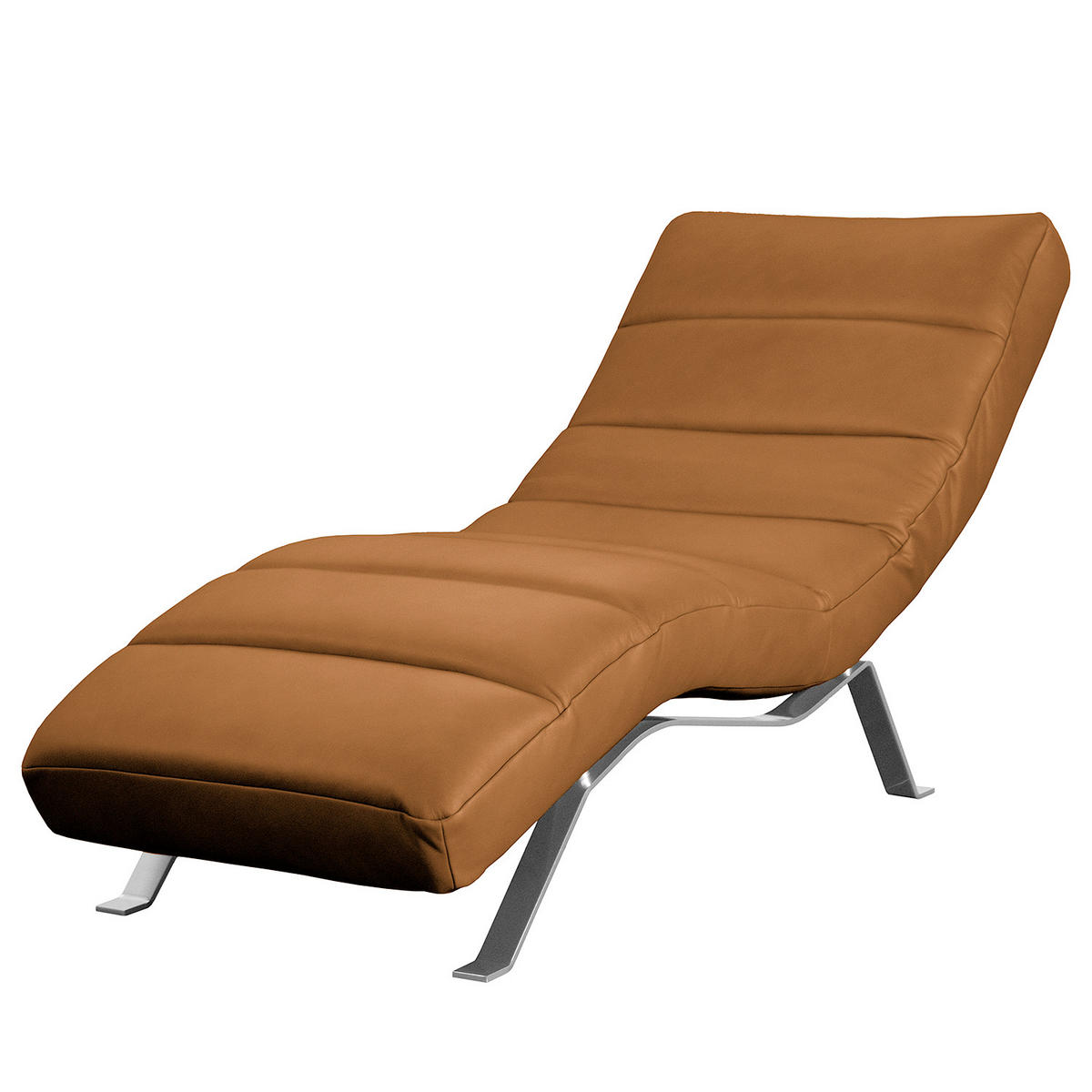 RELAXLIEGE in Echtleder Cognac  - Cognac/Silberfarben, Design, Leder/Metall (65/65-95/171cm) - Livetastic