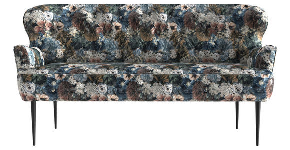 SOFA Jacquard Blau, Rosa, Beige  - Blau/Beige, KONVENTIONELL, Textil/Metall (193/97/87cm) - Cantus