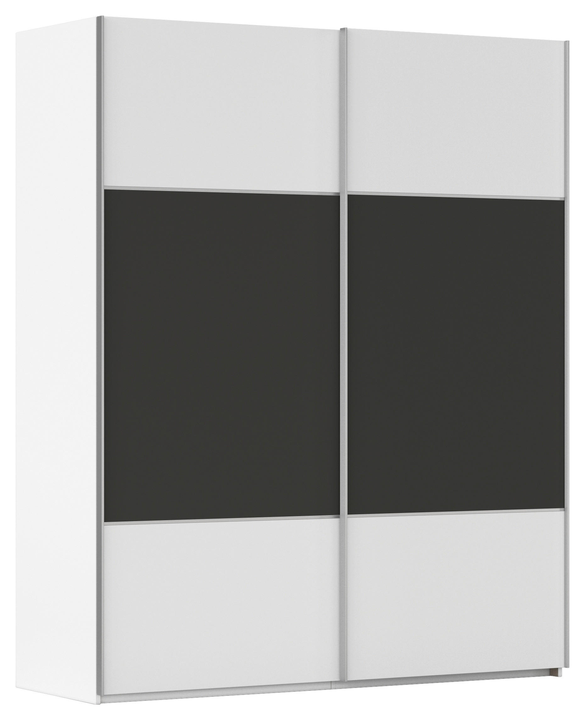 SCHWEBETÜRENSCHRANK 201/223/68 cm 2-türig Graphitfarben, Weiß  - Alufarben/Graphitfarben, KONVENTIONELL, Holzwerkstoff/Metall (201/223/68cm) - Novel