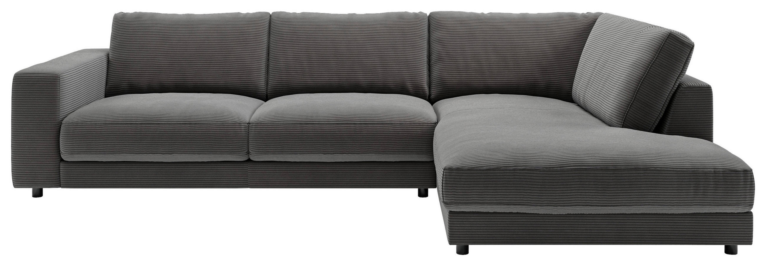 ECKSOFA in Cord Dunkelgrau  - Dunkelgrau/Schwarz, Design, Kunststoff/Textil (325/224cm) - Pure Home Lifestyle