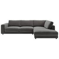 ECKSOFA in Cord Dunkelgrau  - Dunkelgrau/Schwarz, Design, Kunststoff/Textil (325/224cm) - Pure Home Lifestyle