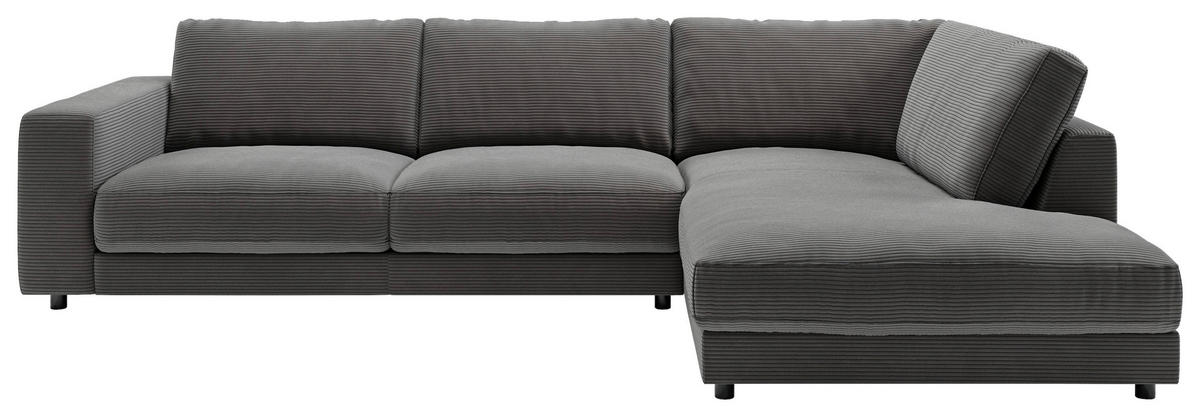 ECKSOFA in Cord Dunkelgrau  - Dunkelgrau/Schwarz, Design, Kunststoff/Textil (325/224cm) - Pure Home Lifestyle