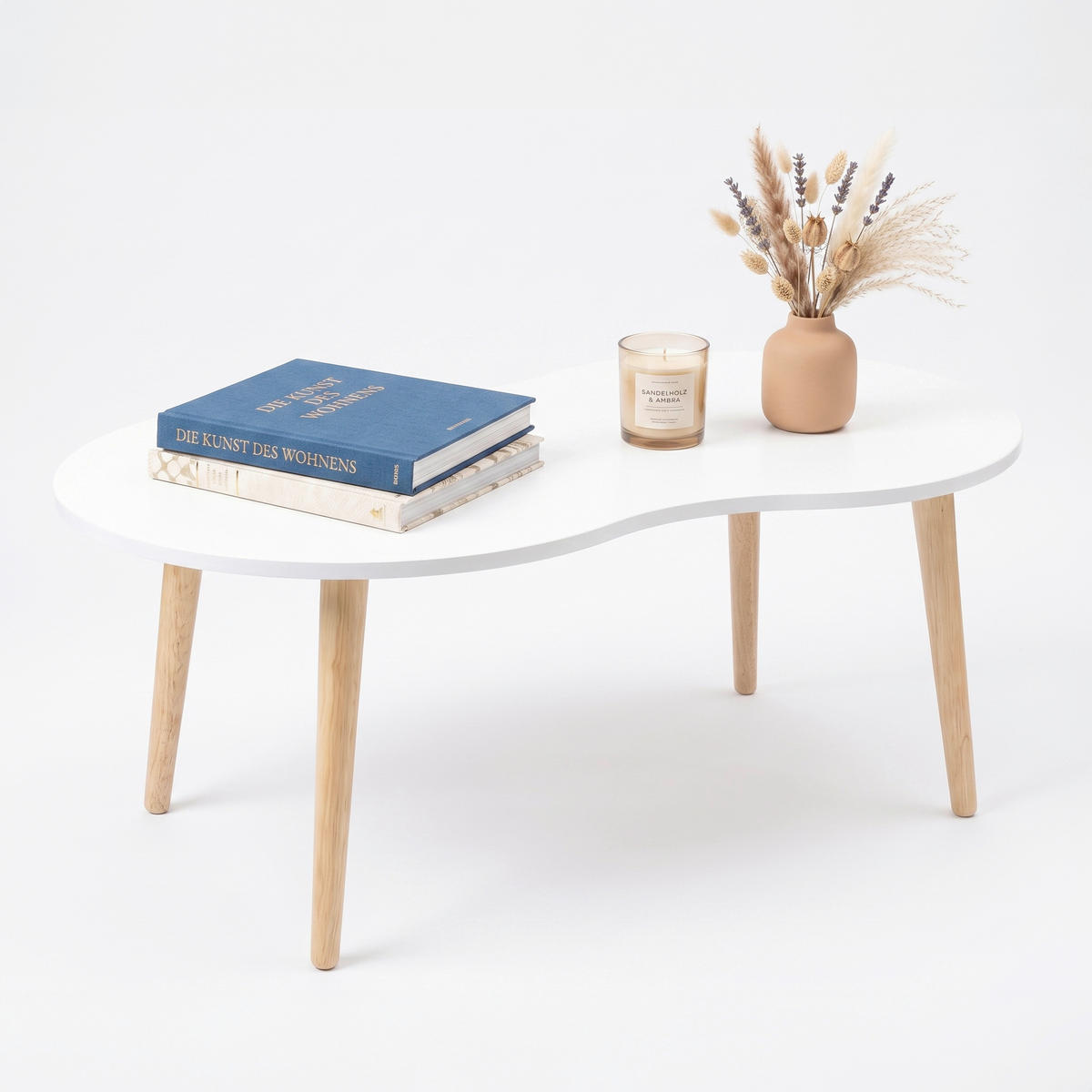 COUCHTISCH massiv 90/50/42 cm organisch Weiß, Honigeiche  - Honigeiche/Weiß, Design, Holz/Holzwerkstoff (90/50/42cm) - MID.YOU