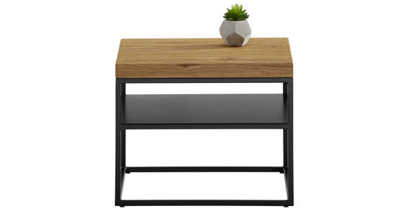 COUCHTISCH Eiche massiv 50/50/40 cm quadratisch - Schwarz, Design, Holz/Metall (50/50/40cm) - Novel