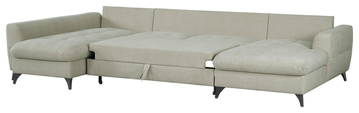 WOHNLANDSCHAFT Naturfarben Chenille  - Schwarz/Naturfarben, KONVENTIONELL, Textil/Metall (188/340/160cm) - Xora