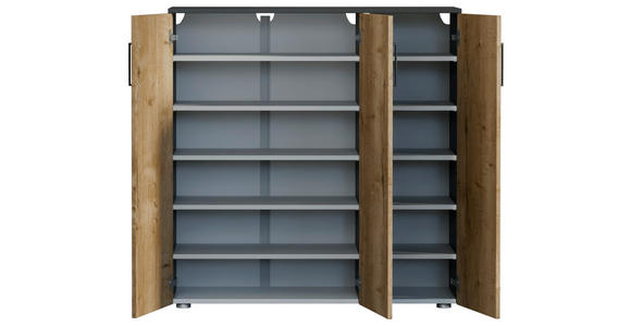 SCHUHSCHRANK 120/120/38 cm  - Wildeiche/Anthrazit, Basics, Holzwerkstoff/Kunststoff (120/120/38cm) - Moderano