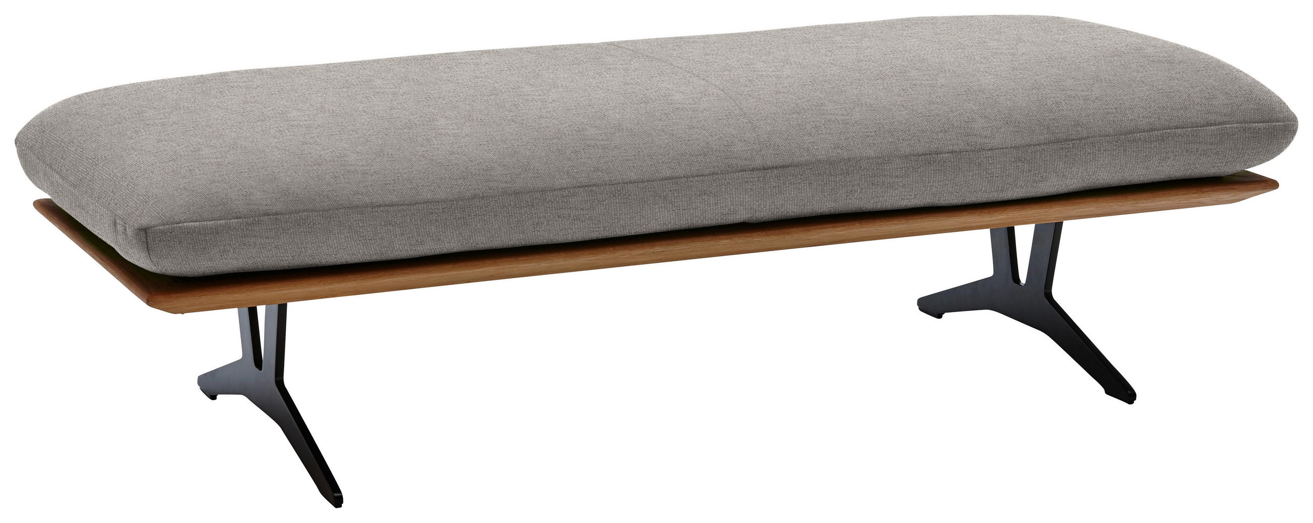 HOCKERBANK in Holz, Textil Hellgrau  - Hellgrau/Schwarz, Design, Holz/Textil (150/43/60cm) - Dieter Knoll