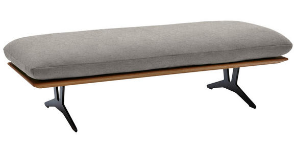 HOCKERBANK in Holz, Textil Hellgrau - Hellgrau/Schwarz, Design, Holz/Textil (150/43/60cm) - Dieter Knoll