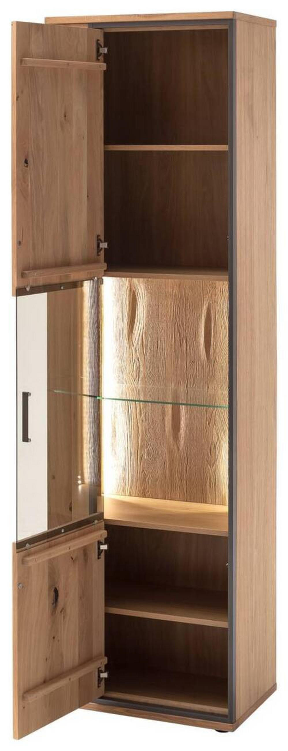 VITRINE Anthrazit, Eichefarben  60/209/37 cm  - Eichefarben/Anthrazit, Konventionell, Glas/Holz (60/209/37cm) - Landscape