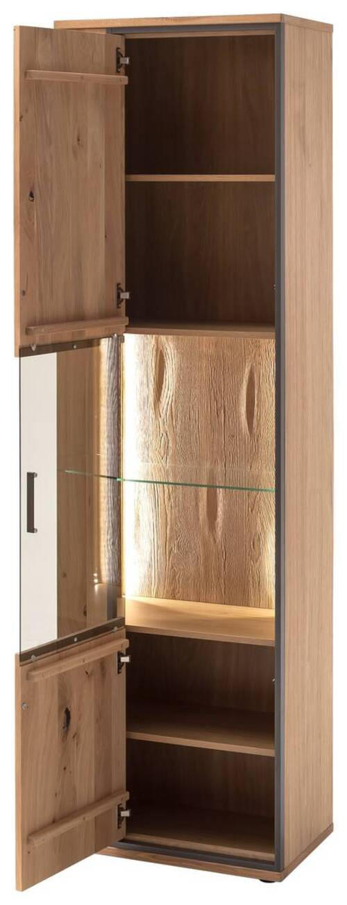Thumbnail - Landscape Vitrine, Eiche, Anthrazit, Holzwerkstoff, Glas, Asteiche, furniert, massiv, 60x209x37 cm, Typenauswahl, Beimöb...
