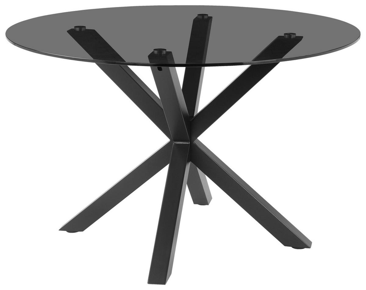 ESSTISCH  Metall, Glas rund Grau, Schwarz  - Schwarz/Grau, MODERN, Glas/Metall (119/75,5cm) - P & B