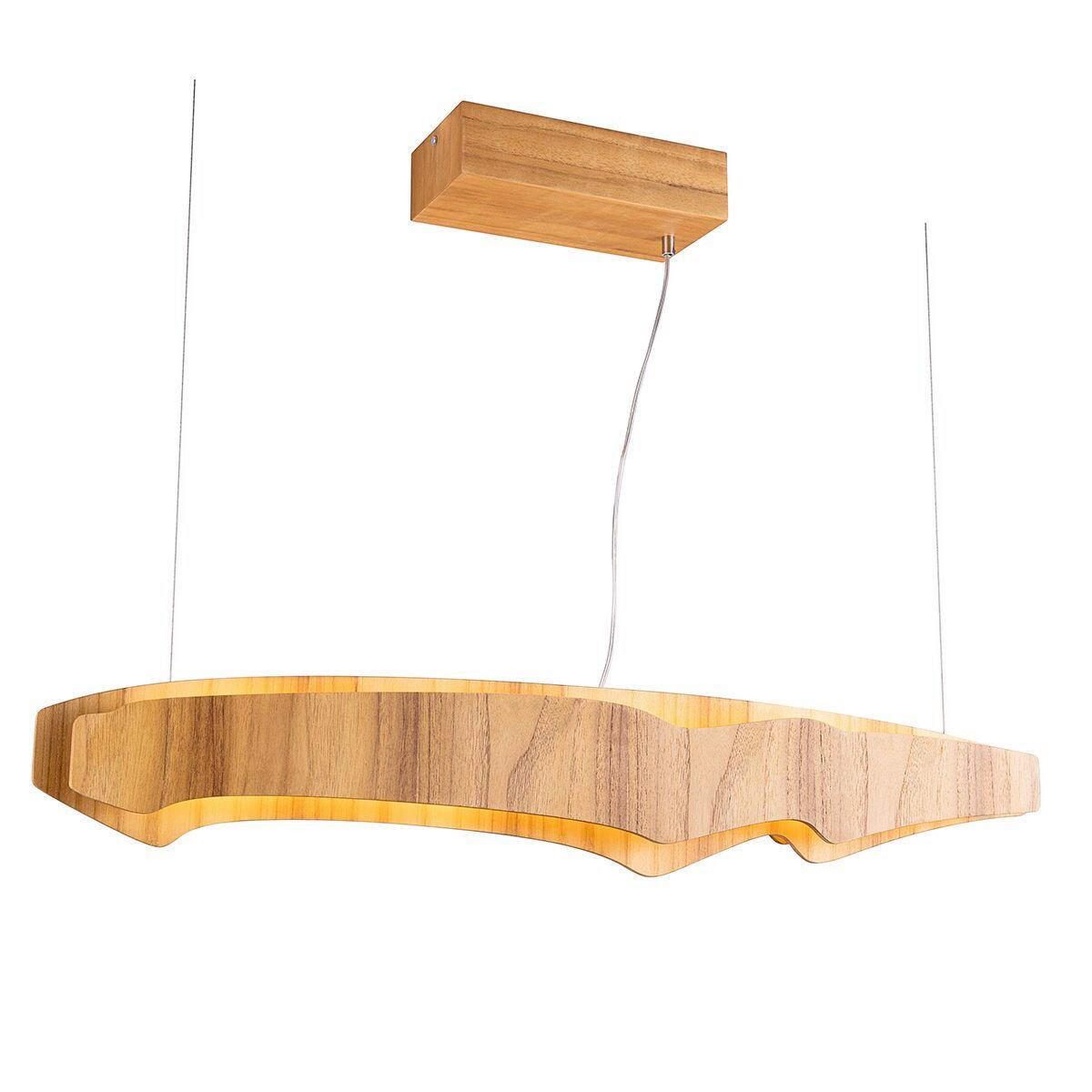 LED-HÄNGELEUCHTE Accord Lighting 100/9/100 cm  - Teakfarben, Natur, Holz/Kunststoff (100/9/100cm) - Elstead Lighting