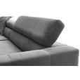 ECKSOFA Dunkelgrau Cord Rücken echt, Kopfteilverstellung, Sitzvorzug  - Dunkelgrau/Schwarz, KONVENTIONELL, Textil/Metall (219/311cm) - Hom`in