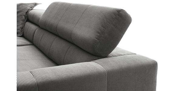 ECKSOFA Dunkelgrau Cord Rücken echt, Kopfteilverstellung, Sitzvorzug  - Dunkelgrau/Schwarz, KONVENTIONELL, Textil/Metall (219/311cm) - Hom`in