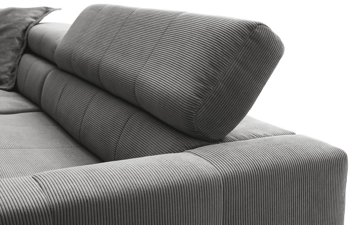 ECKSOFA in Cord Dunkelgrau  - Dunkelgrau/Schwarz, Konventionell, Textil/Metall (219/311cm) - Hom`in