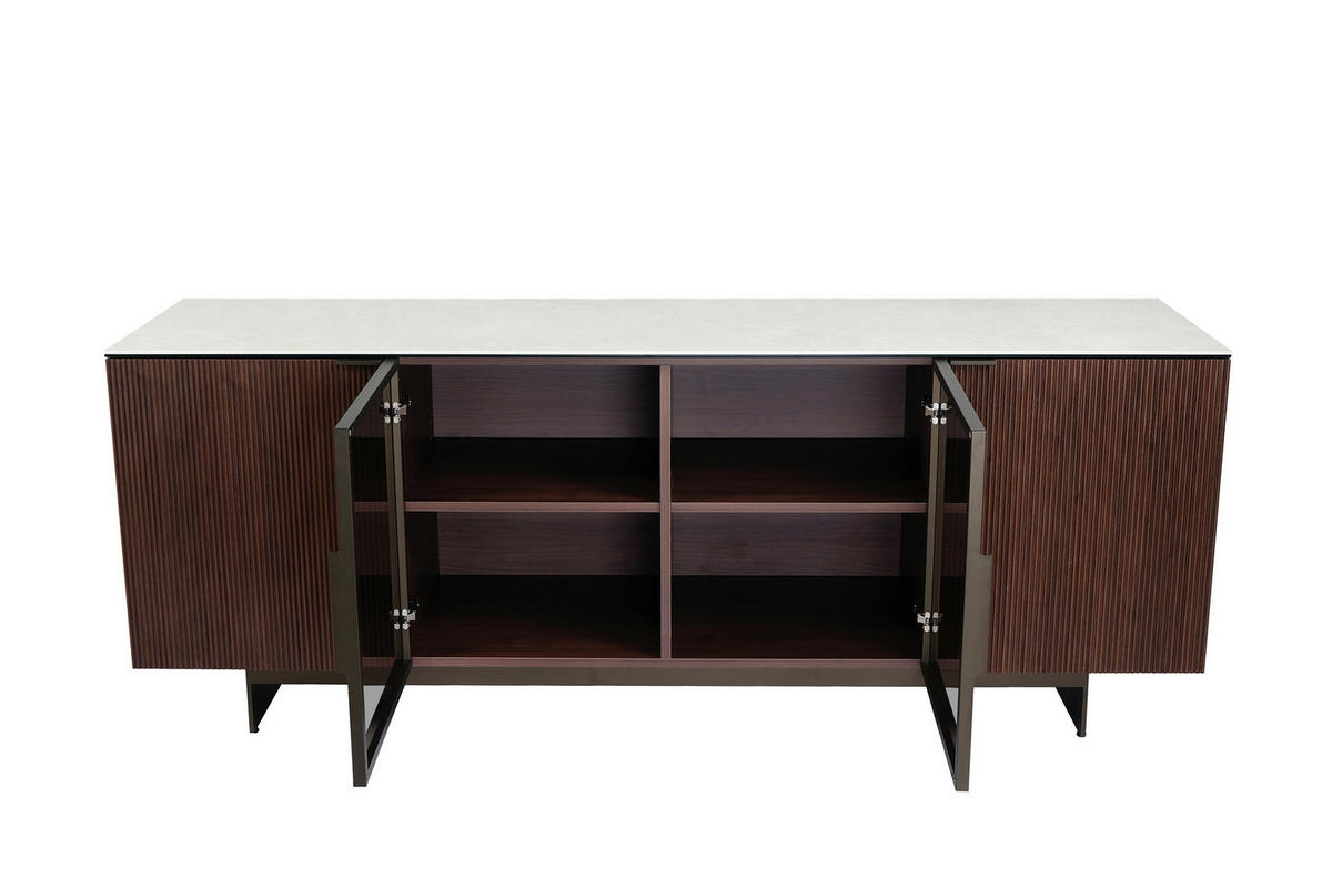 SIDEBOARD  200/77/50 cm  - Beige/Walnussfarben, Design, Glas/Keramik (200/77/50cm) - Dieter Knoll