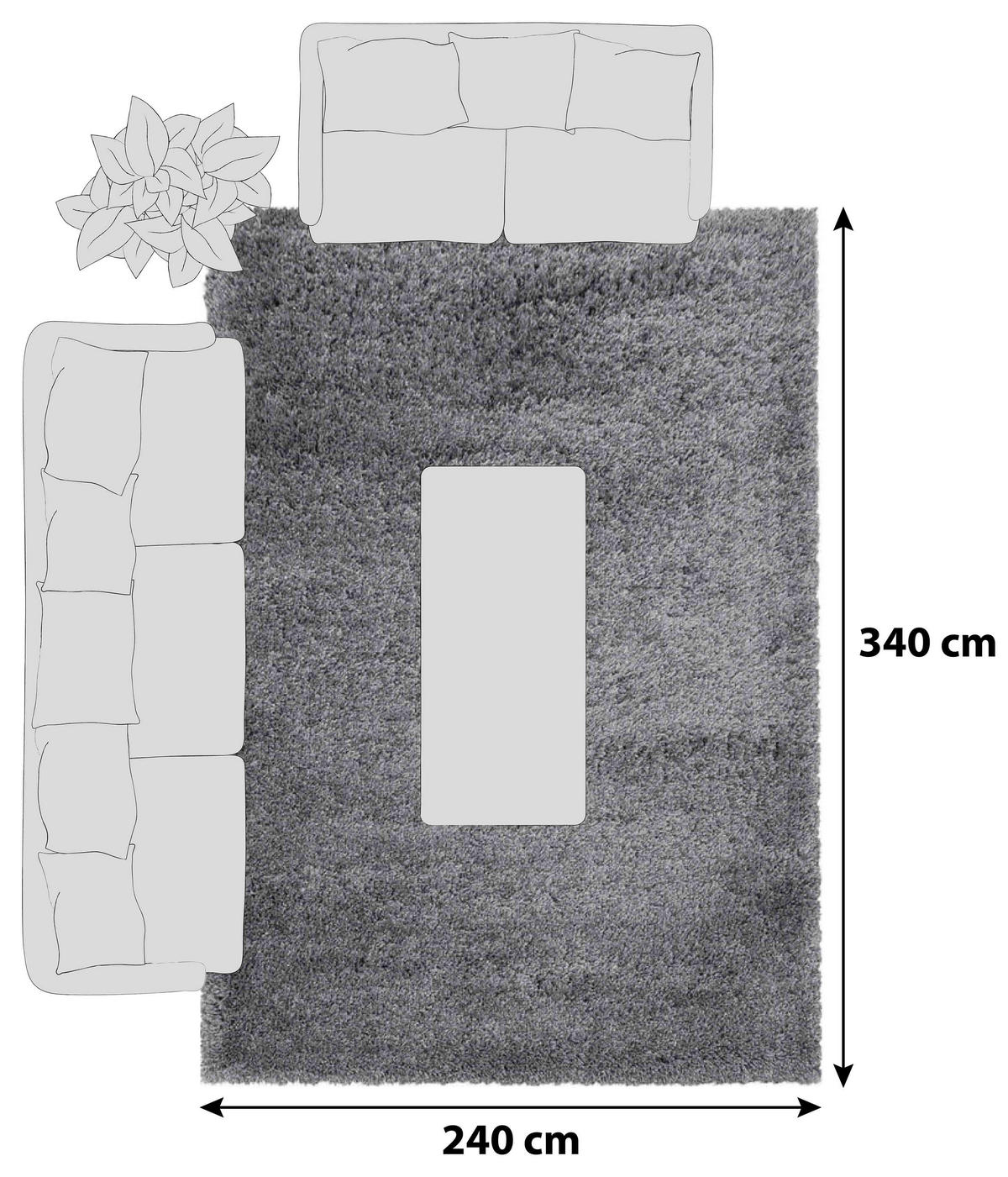 HOCHFLORTEPPICH 240/340 cm Fluffy 3500 Lightgrey Hellgrau  - Hellgrau, Basics, Textil (240/340cm)