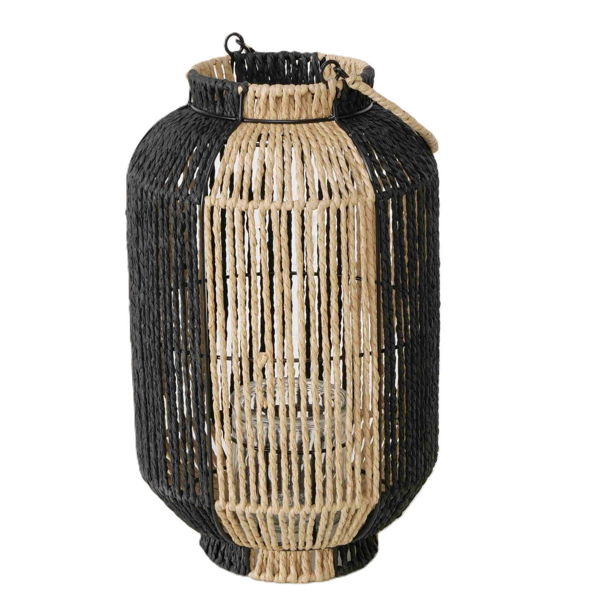 WINDLICHT Naturfarben, Schwarz 25/40 cm  - Schwarz/Naturfarben, Basics, Holz/Metall (25/40cm) - Boltze Home