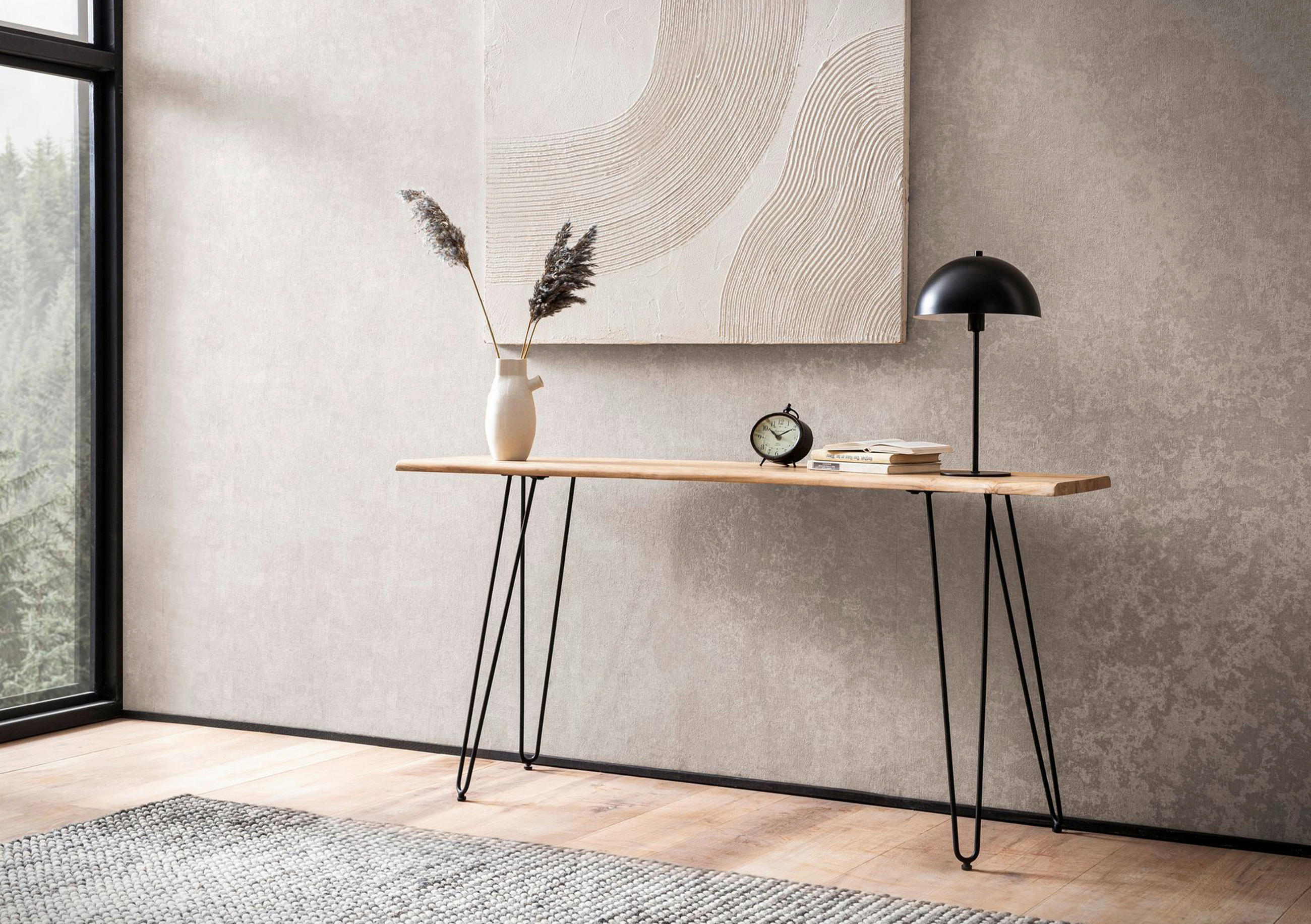 KONSOLBORD i trä 150/36/75 cm    - svart/akaciefärgad, Design, metall/trä (150/36/75cm) - MID.YOU