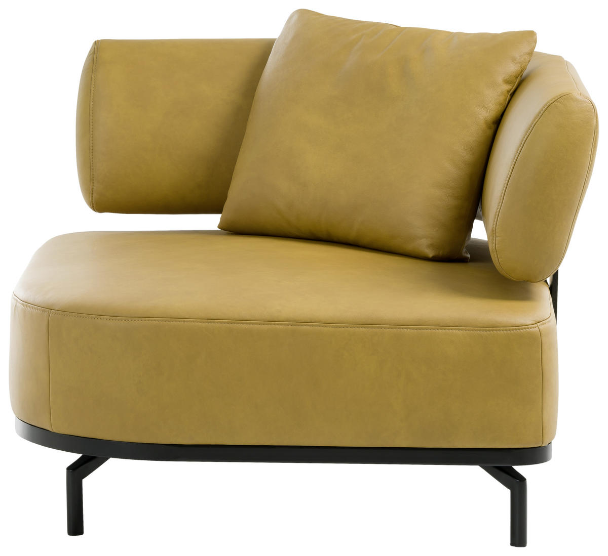 SESSEL in Echtleder Dunkelgelb  - Dunkelgelb/Schwarz, Design, Leder/Metall (98/85/98cm) - Dieter Knoll