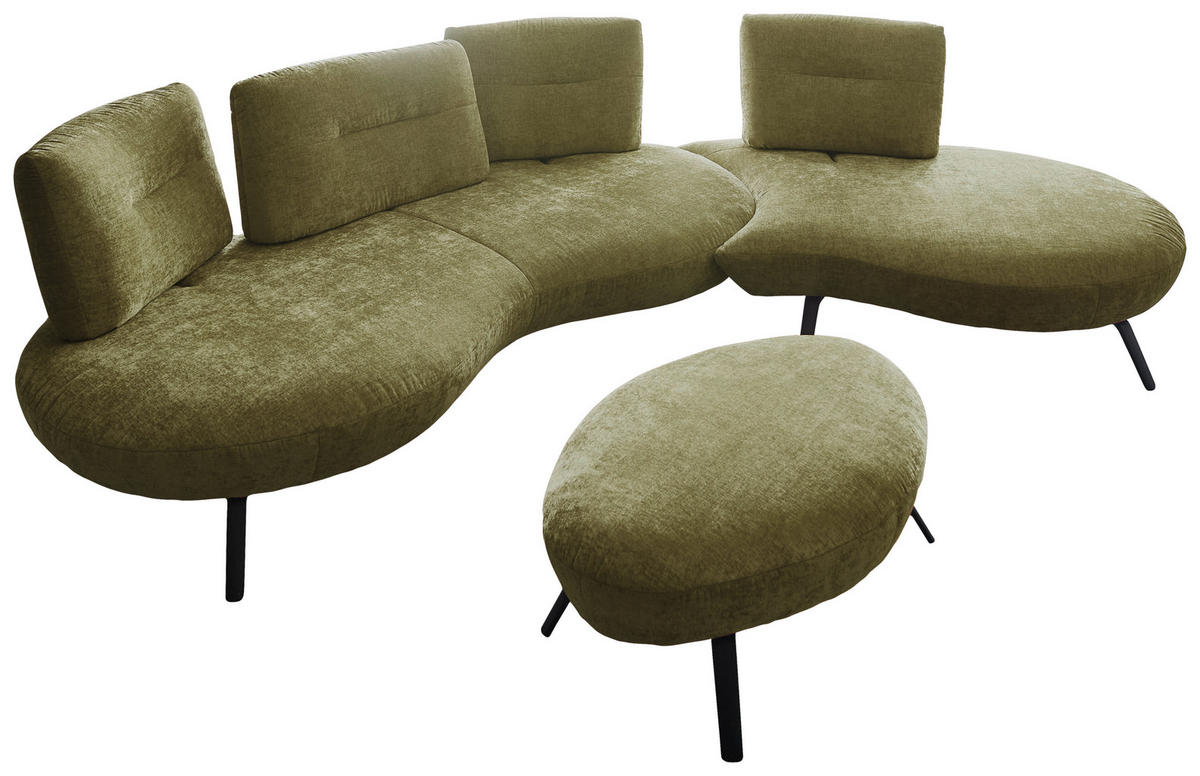 HOCKER Flachgewebe Olivgrün  - Schwarz/Olivgrün, Design, Textil/Metall (117/43/78cm) - Moderano