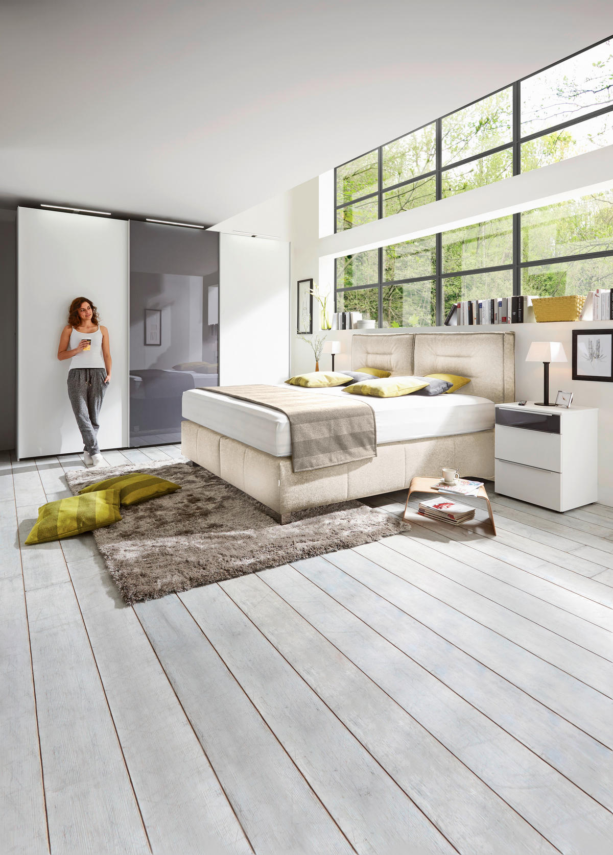 BOXSPRING KREVET 180/200 cm     crna  - crna/boje aluminija, Design, tekstil/metal (180/200cm) - Dieter Knoll