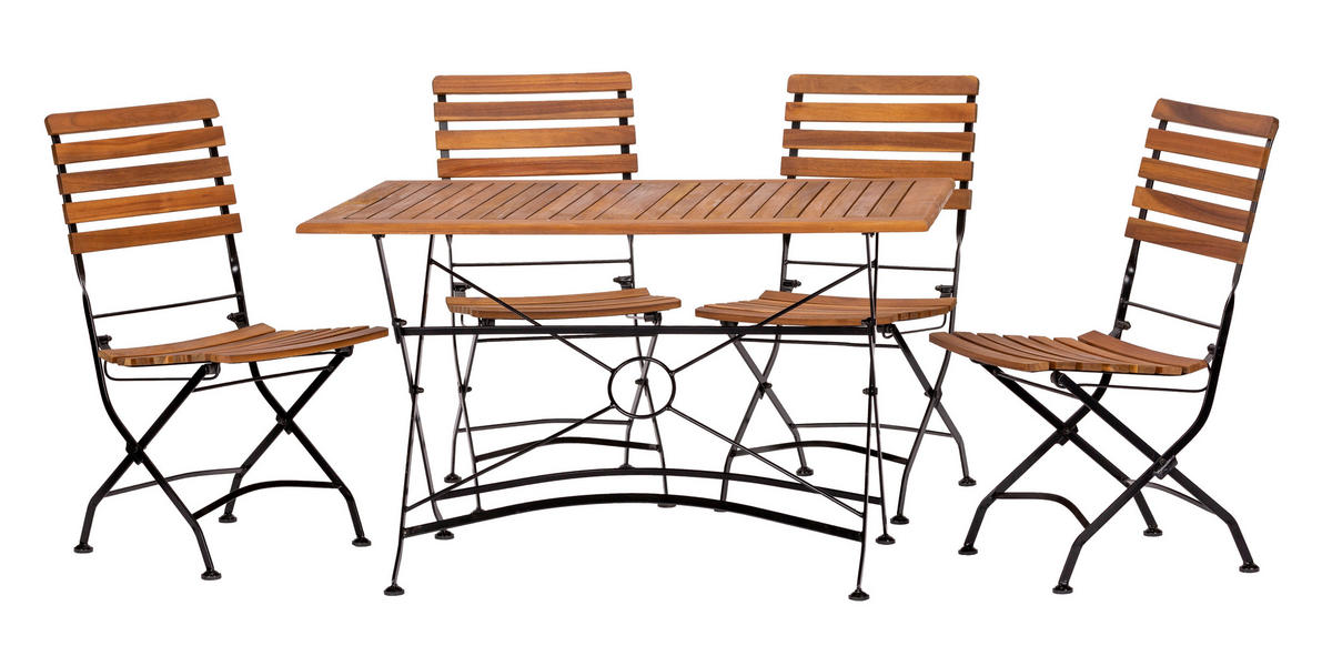 GARTENTISCHGRUPPE  - Anthrazit/Akaziefarben, Basics, Holz/Metall (120/75/80cm) - Gardenson