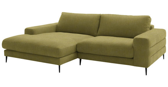 ECKSOFA  in Flachgewebe Hellgrün Rücken echt  177/253 cm  - Schwarz/Hellgrün, Design, Textil/Metall (177/253cm) - Dieter Knoll