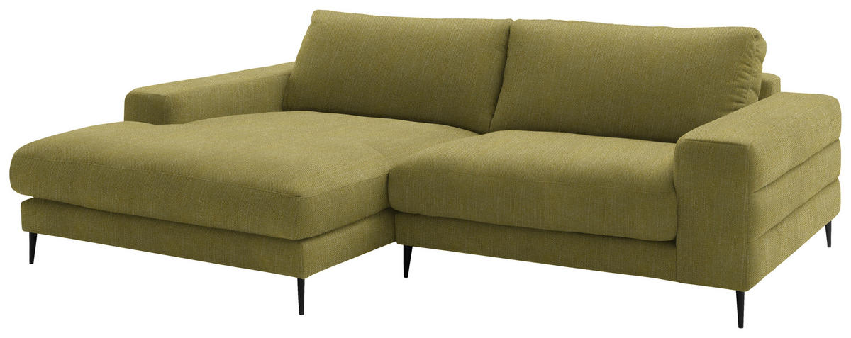 ECKSOFA in Flachgewebe Hellgrün  177/253 cm  - Schwarz/Hellgrün, Design, Textil/Metall (177/253cm) - Dieter Knoll
