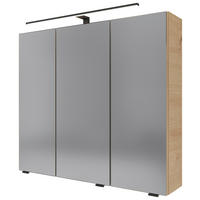 SPIEGELSCHRANK 80/70,3/17 cm  - Silberfarben/Schwarz, KONVENTIONELL, Glas/Holzwerkstoff (80/70,3/17cm) - Dieter Knoll