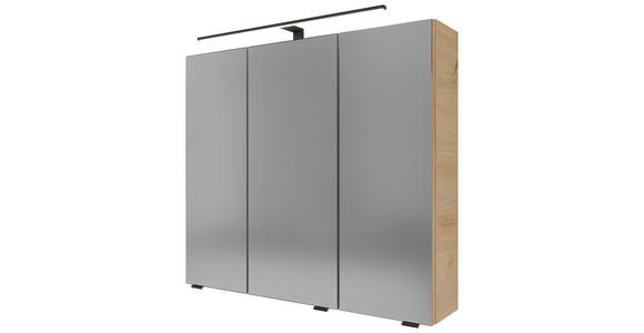 SPIEGELSCHRANK 80/70,3/17 cm  - Silberfarben/Schwarz, KONVENTIONELL, Glas/Holzwerkstoff (80/70,3/17cm) - Dieter Knoll